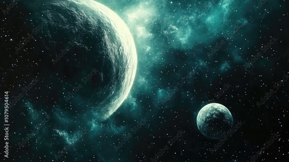 Poster outer space in 3d cartoon rendering science fiction cosmos