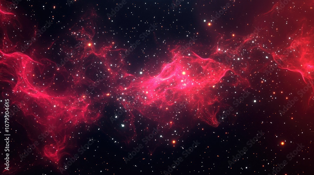 Poster Fractal image of an abstract star galaxy or constellation in 3D cartoon rendering