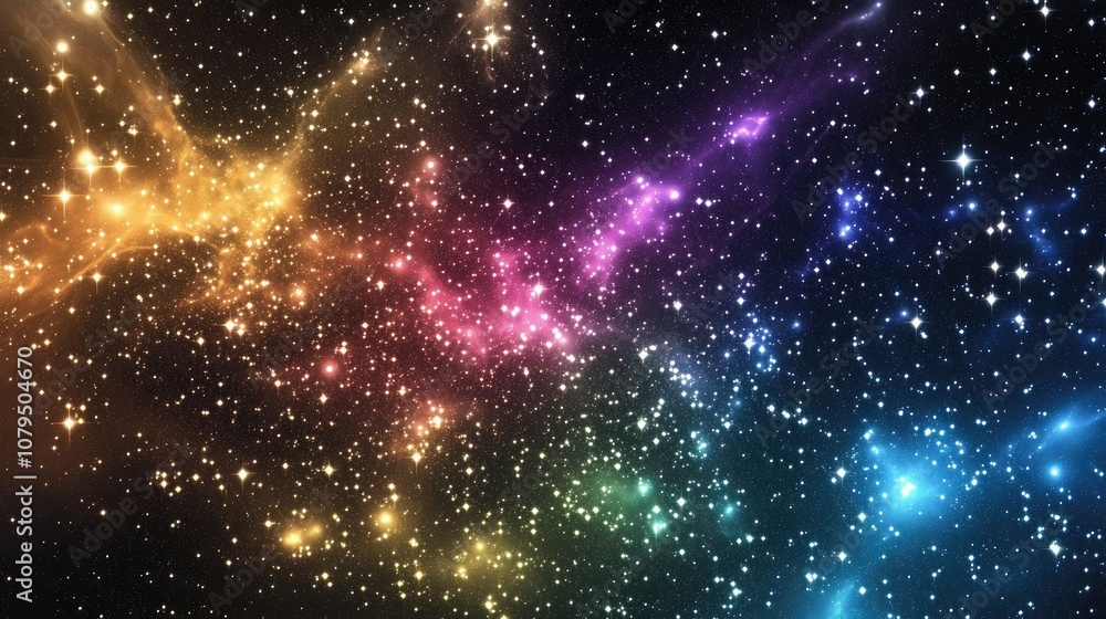 Poster high definition star field background featuring a colorful starry night sky depicted in a 3d cartoon