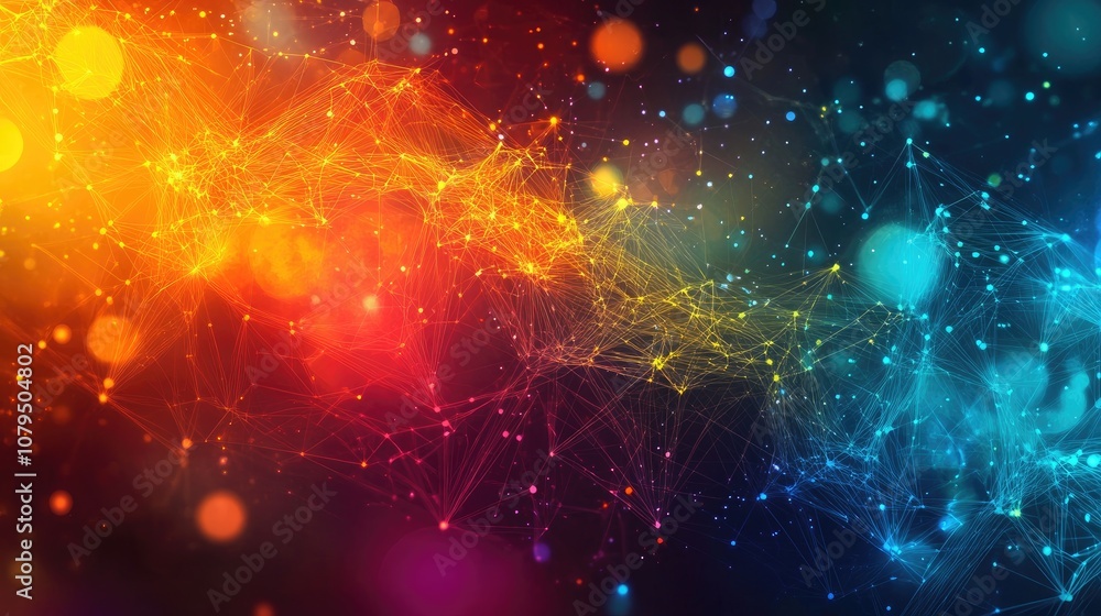 Poster visually captivating backdrop featuring technological elements and virtual visualizations ideal for 