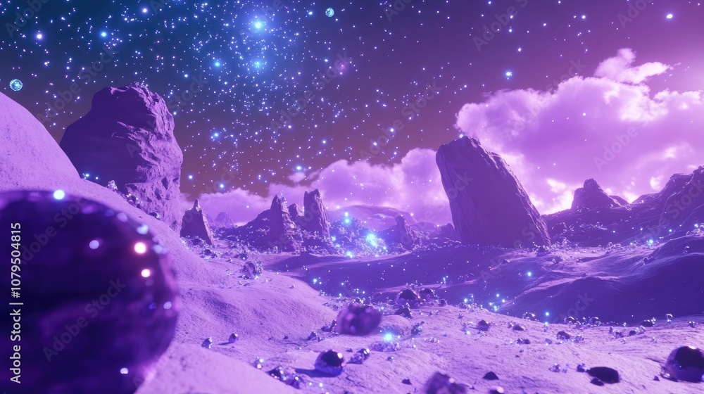 Poster galaxy and starfield in a 3d cartoon rendering
