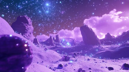 Galaxy and starfield in a 3D cartoon rendering