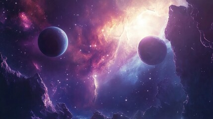 Obraz premium Celestial bodies and galaxies in open space This image s elements were created with a 3D rendering technique