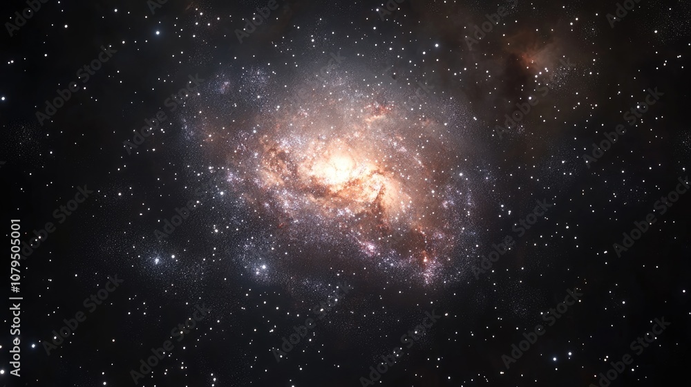 Poster 3d cartoon representation of the triangulum galaxy m33 created with a dslr