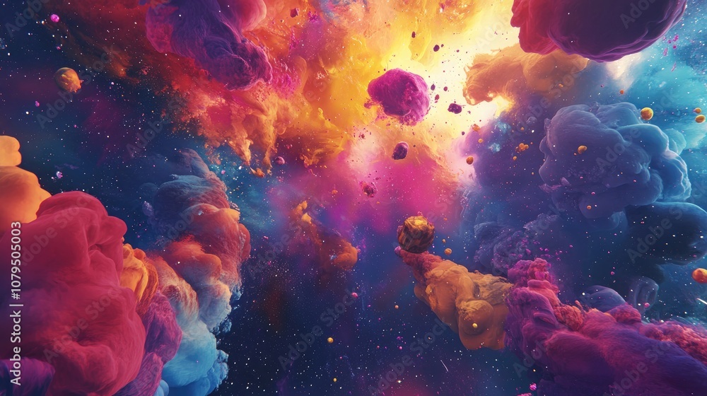 Aufkleber abstract background featuring a 3d cartoon rendering with hand painted textures watercolor elements 