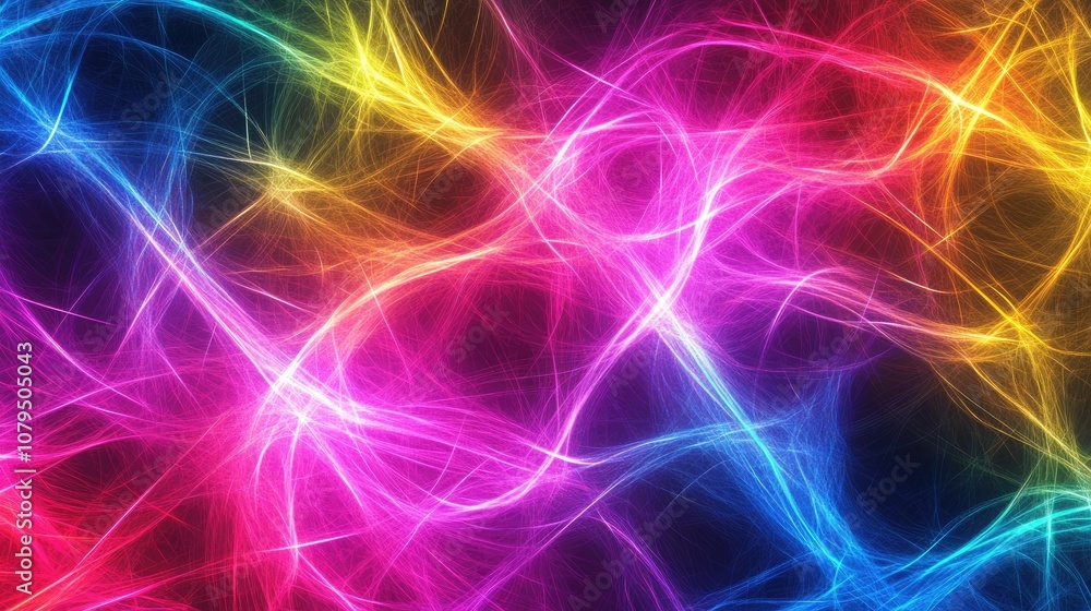 Poster multicolored neon lines create a vibrant light background image