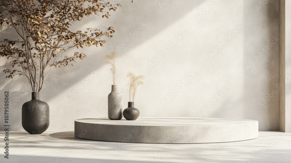 Poster 3d rendering of a podium designed for showcasing products