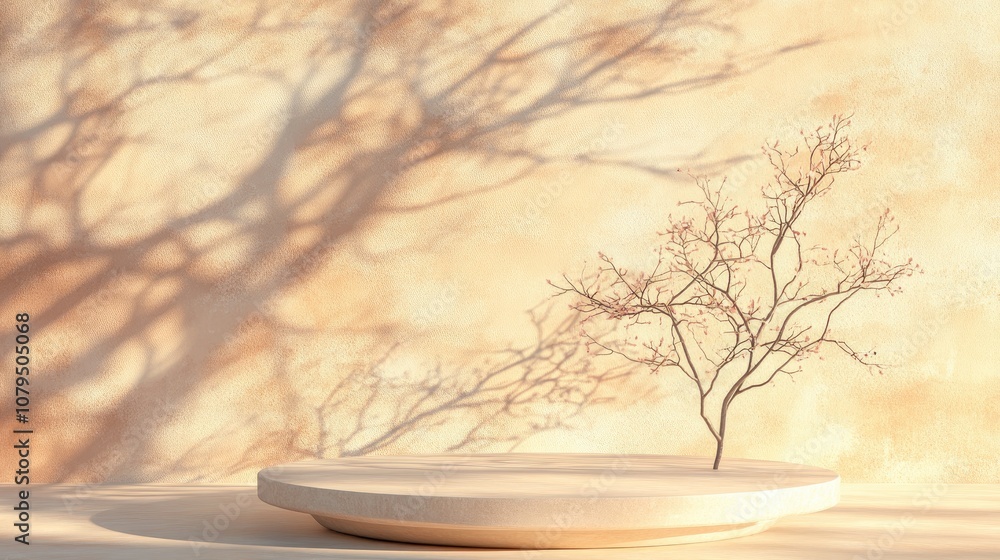 Leinwandbilder podium display against a soft pastel stucco backdrop abstract geometric arrangement featuring a bran