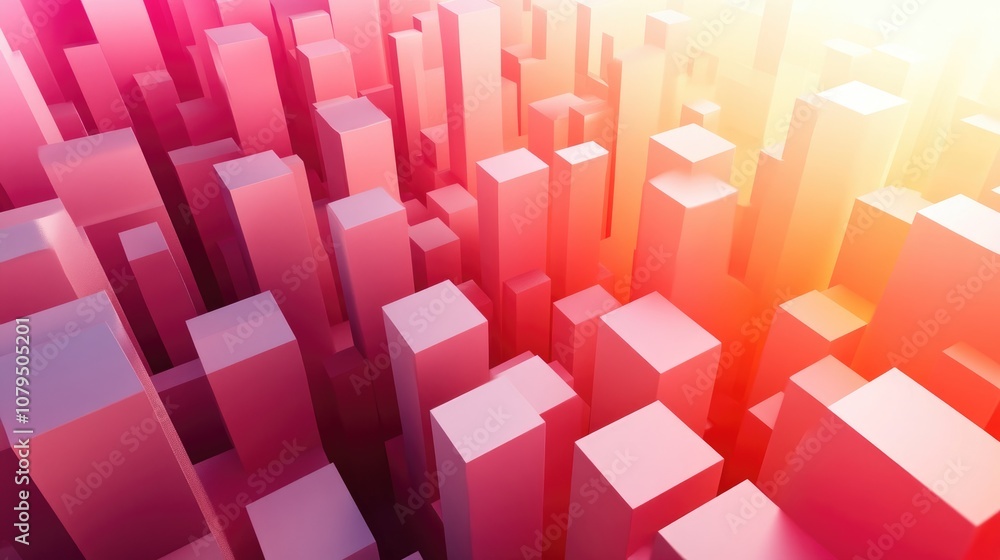 Poster 3D illustration of an abstract digital background in a cartoon rendering style