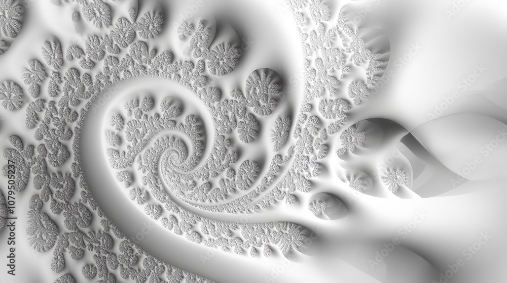 Poster Monochromatic digital abstract fractal background created using computer graphics