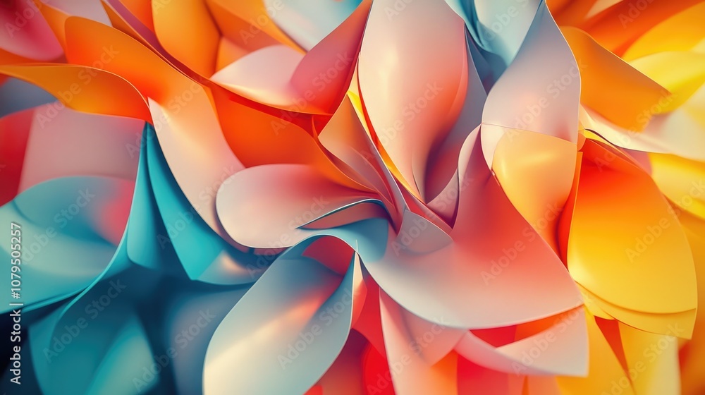 Fototapete vibrant and chaotic abstract fractal design with colorful shapes 3d rendered illustration suitable f
