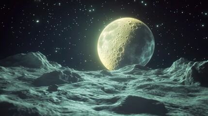 Fototapeta premium 3D cartoon depiction of the moon a notably challenging subject to capture