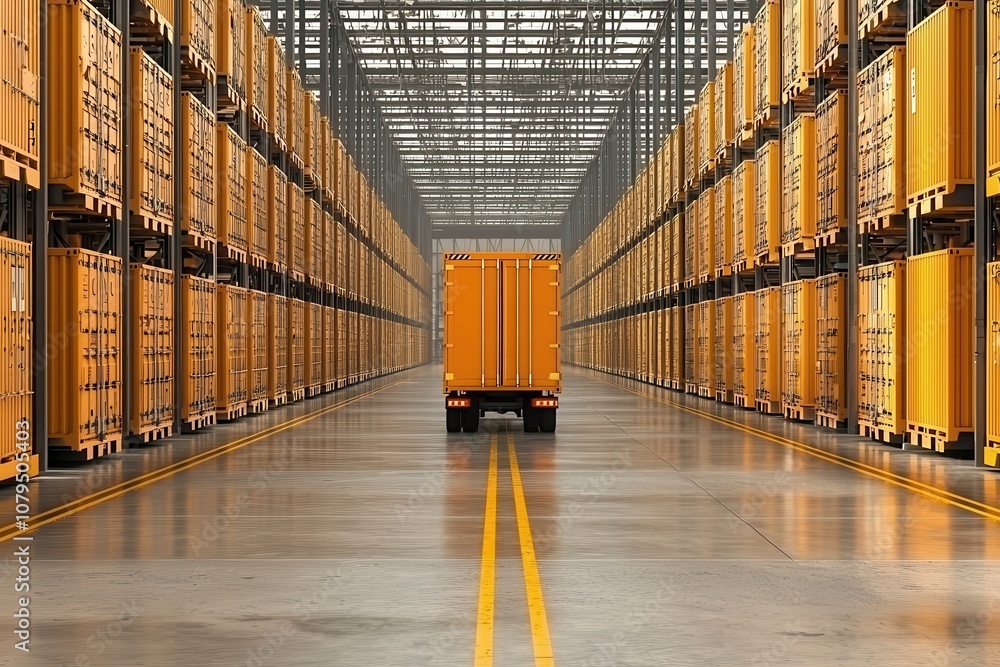 Aufkleber efficient loading and unloading operations warehouse industrial image organized environment aisle vi