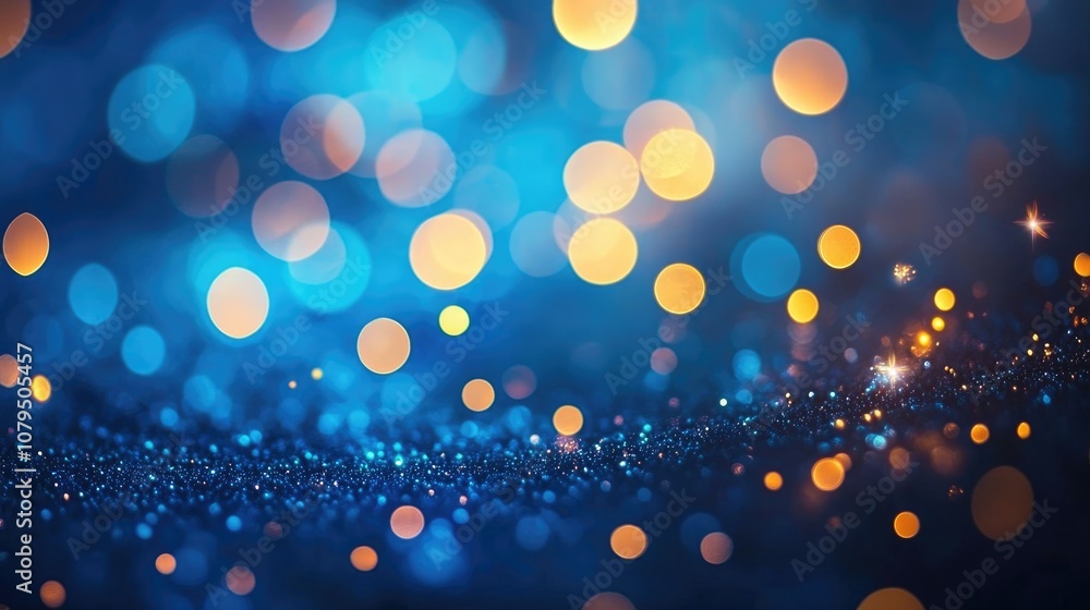 Poster blue bokeh circles with stars creating a visually appealing abstract illustration
