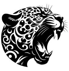 Silhouette of a leopard roaring