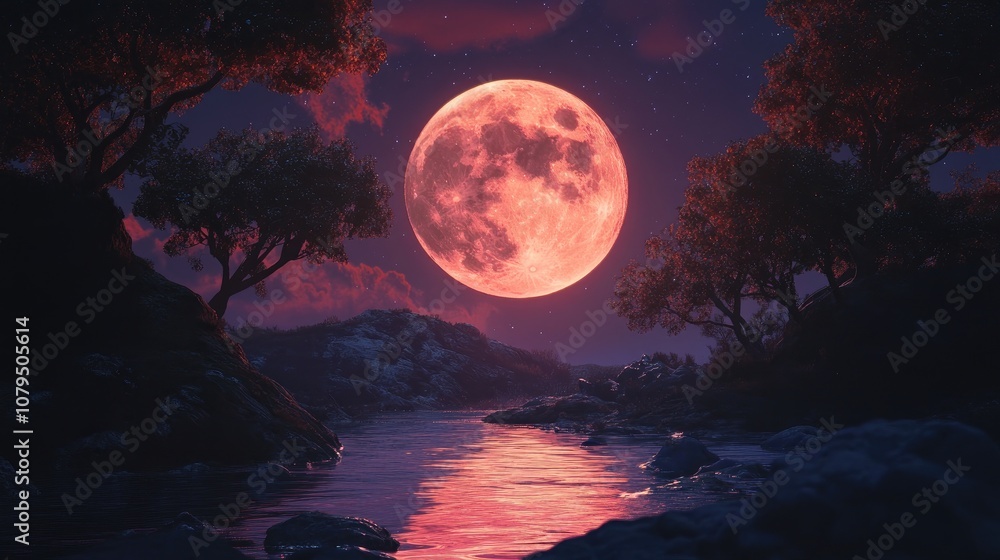Aufkleber beautiful moon in a 3d cartoon rendering
