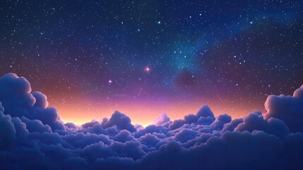 Fototapeta premium Night sky with stars and nebula in a 3D cartoon rendering