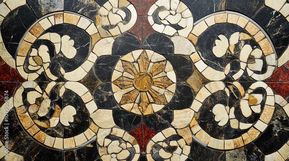 Poster stunning marble mosaic pattern featuring intricate designs