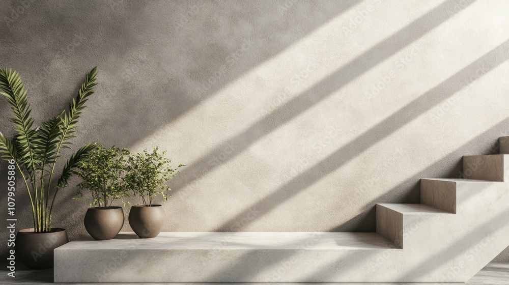 Aufkleber geometric shape podium displayed on a wall 3d rendering
