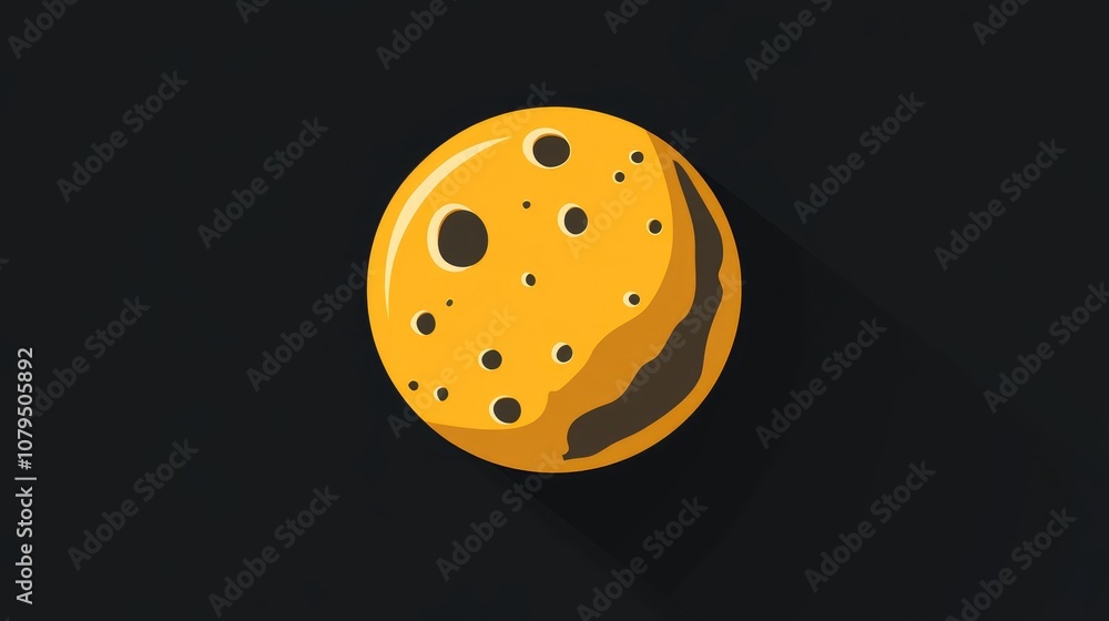 Aufkleber Flat icon of space moon with long shadow 3D cartoon rendering line icon