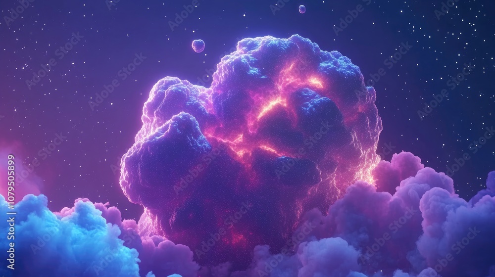 Aufkleber Beautiful space nebula in a 3D cartoon rendering style