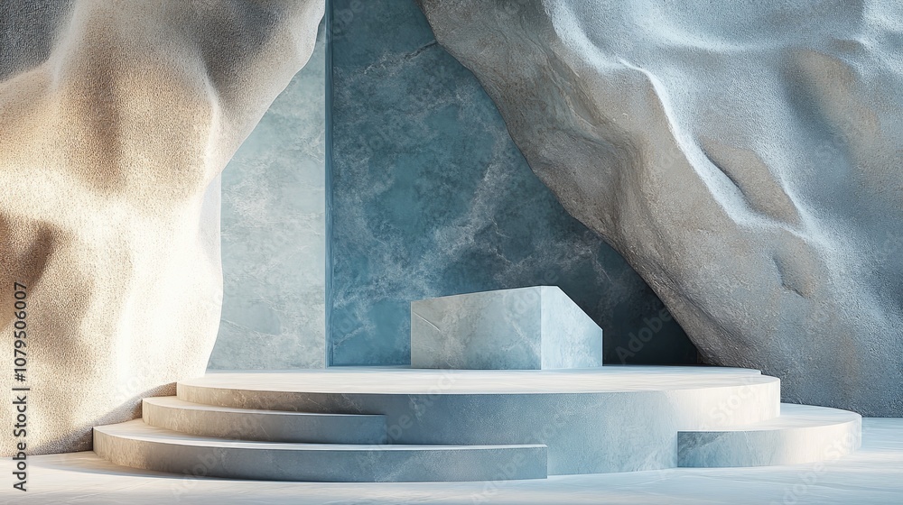 Poster abstract background featuring a 3d podium and wall scene showcasing rendering techniques 3d illustra