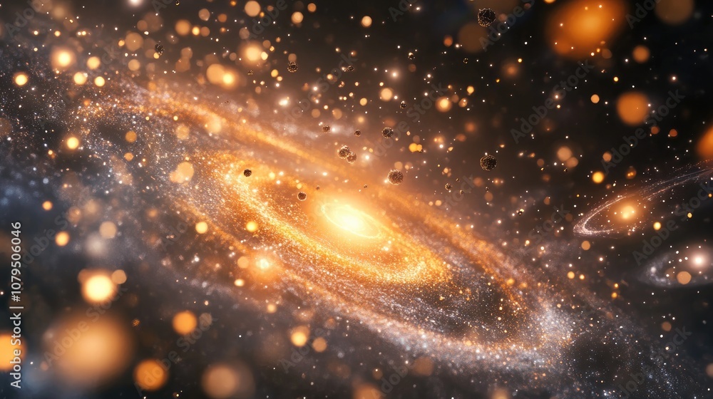 Aufkleber 3D cartoon rendering featuring stars from a galaxy in open space