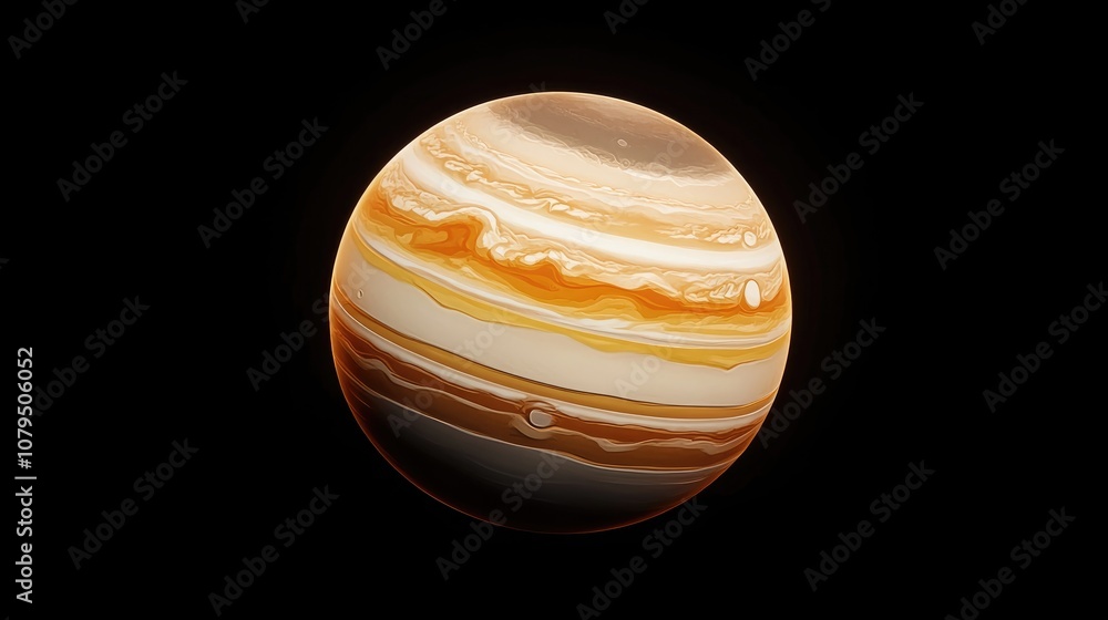 Poster modern style icon of jupiter in 3d cartoon rendering