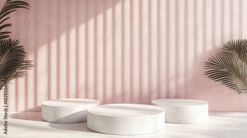 Poster minimalist podium with a pastel backdrop suitable for product display 3d rendering illustration