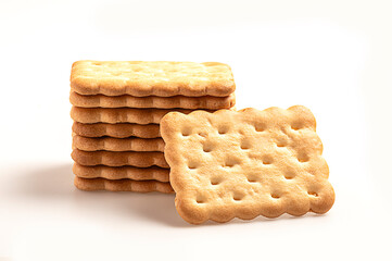 Stack of crackers isolated on white