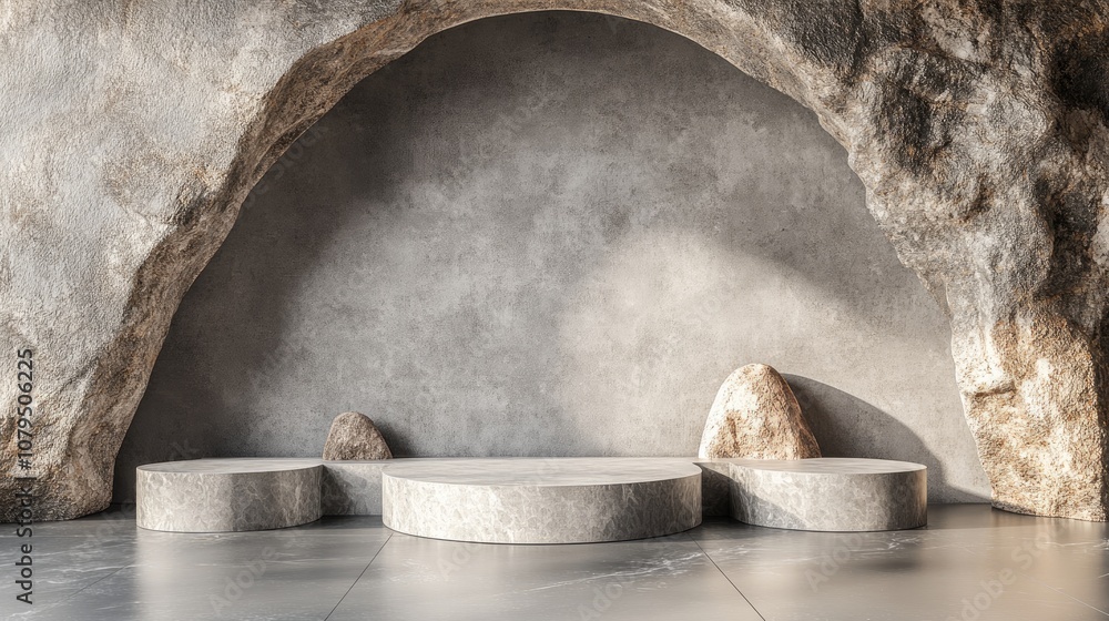 Leinwandbilder abstract geometric stone and rock texture background minimalist mockup for podium display or showcas