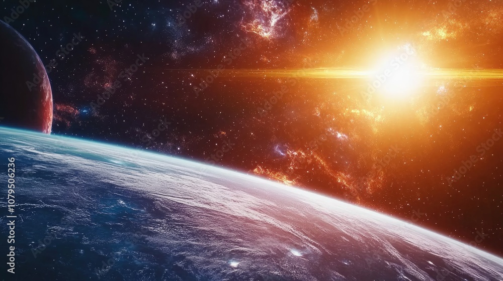Poster outer space in a 3d cartoon rendering