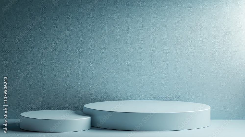 Poster 3d rendering of a soft blue minimalistic background template designed for product display