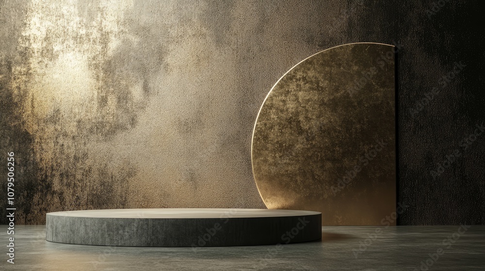 Poster abstract background featuring a podium and wall showcasing 3d illustration and rendering