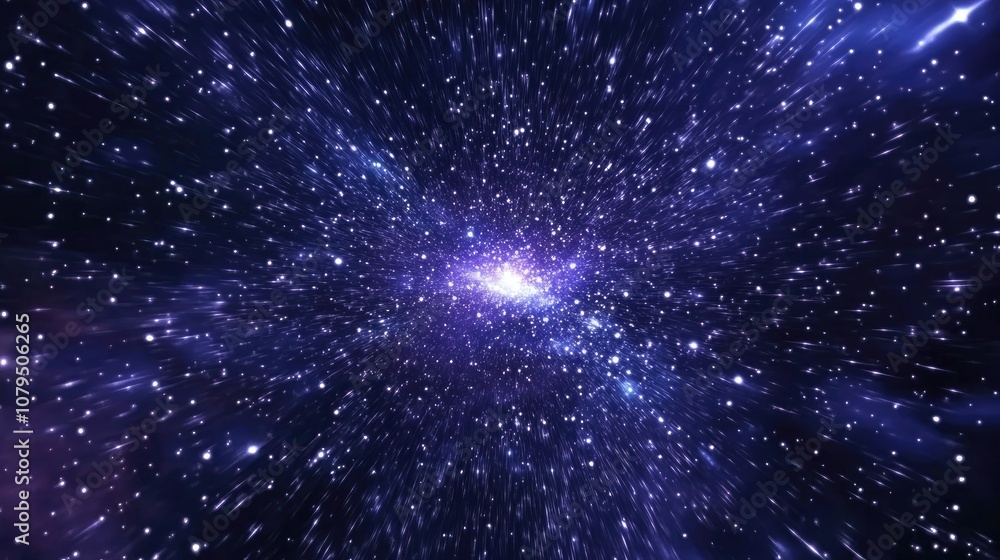 Poster 3d cartoon rendering of a starry night sky featuring the center of a galaxy and cosmic dust in the u