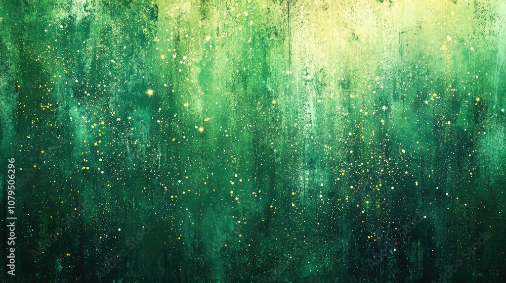 Poster vibrant abstract green backdrop adorned with shimmering glitter creating an appealing illustration