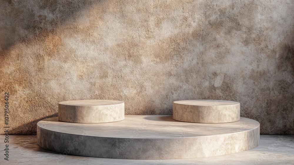 Aufkleber Empty podium with a blank product display backdrop 3D rendering
