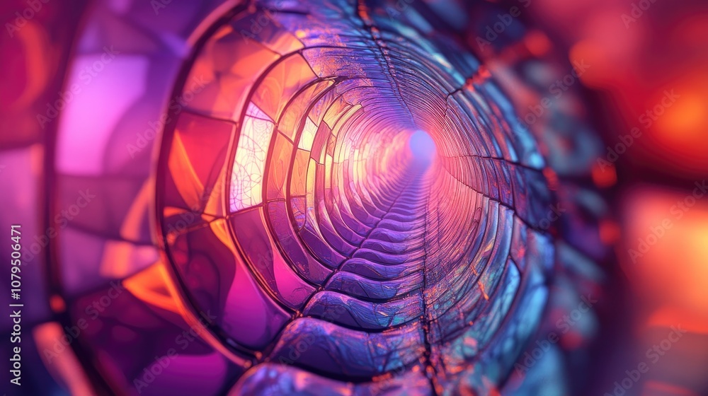 Poster abstract futuristic mosaic featuring psychedelic fractal patterns perfect for innovative design proj