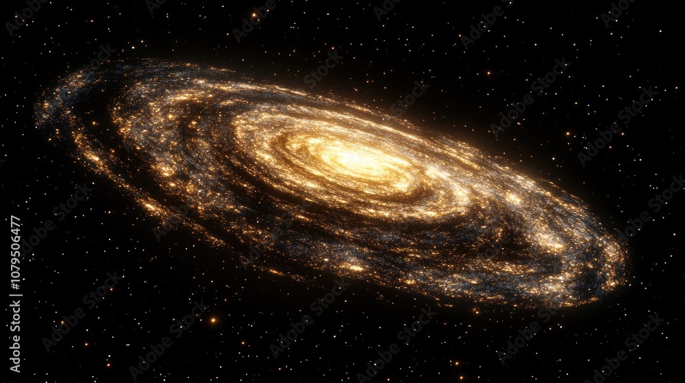 Leinwandbilder 3D cartoon rendering of a large spiral galaxy resembling the Triangulum Galaxy based on a real astronomical image captured with a telescope