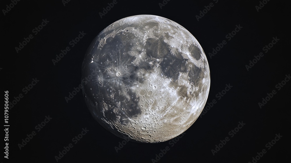 Poster full moon photo in 3d cartoon rendering