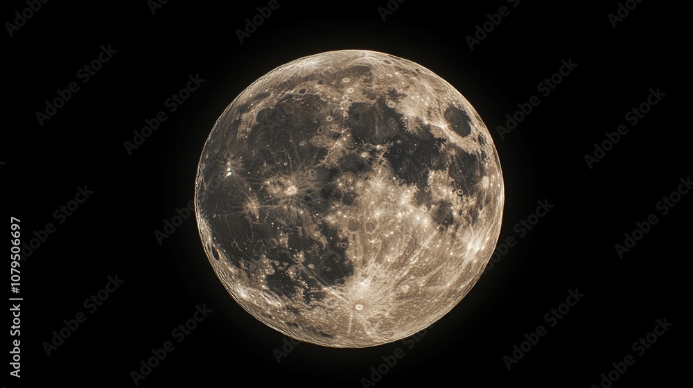 Aufkleber isolated in the dark sky a 3d cartoon rendering of a super moon
