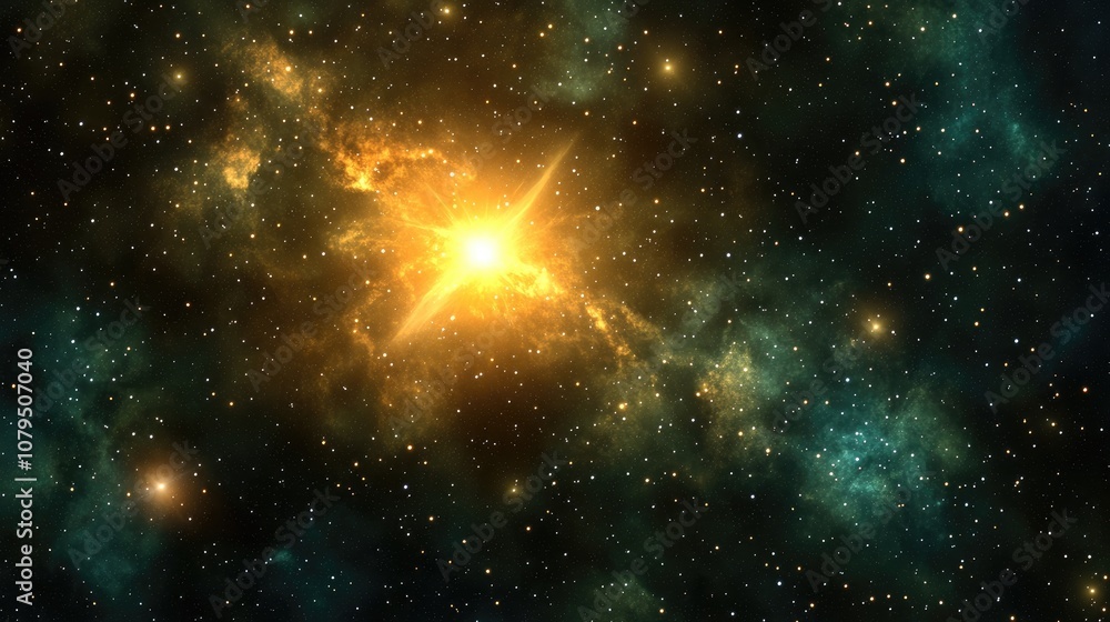 Poster 3d cartoon depiction of a nebula and gas congestion in a star field within space