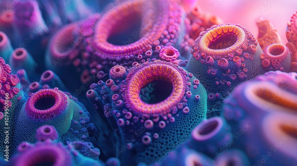 Poster vibrant chaotic fractal design featuring abstract shapes 3d rendered imagery suitable for background