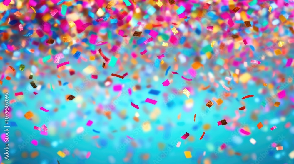 Poster abstract backdrop featuring numerous tiny confetti pieces cascading down a vibrant confetti design i