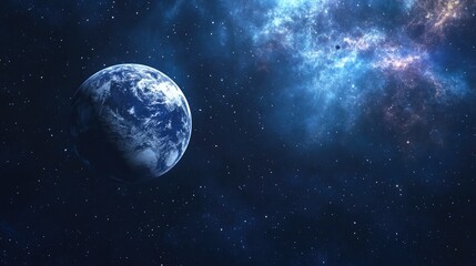 Obraz premium Planet Earth and the Moon depicted in a 3D cartoon rendering amid a nebula