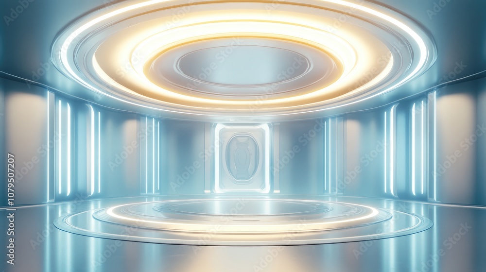 Poster futuristic background featuring light abstract concept of modern technology in a sci fi interior 3d 