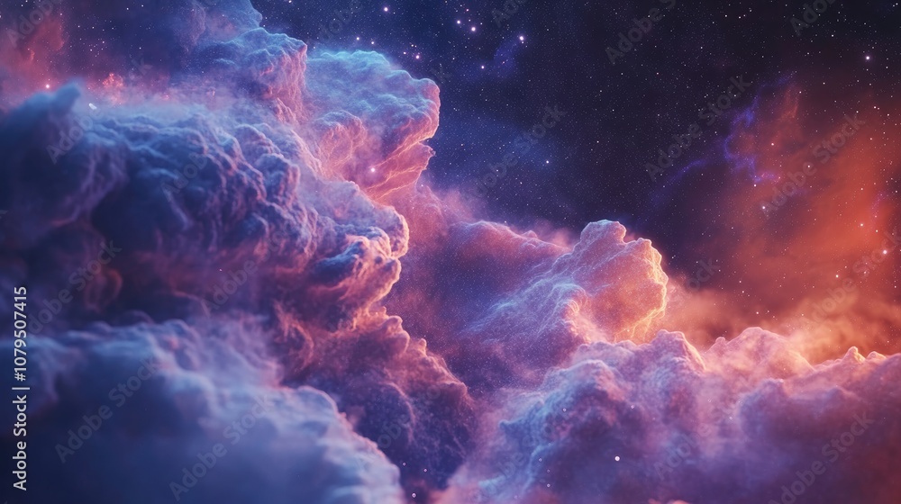 Poster hidden nebulae a 3d cartoon rendering exploring images of galaxies and nebulae