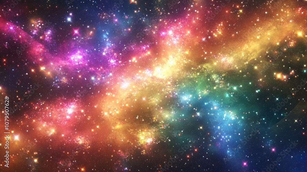 Poster high definition star field background featuring a 3d cartoon rendering colorful starry night sky and