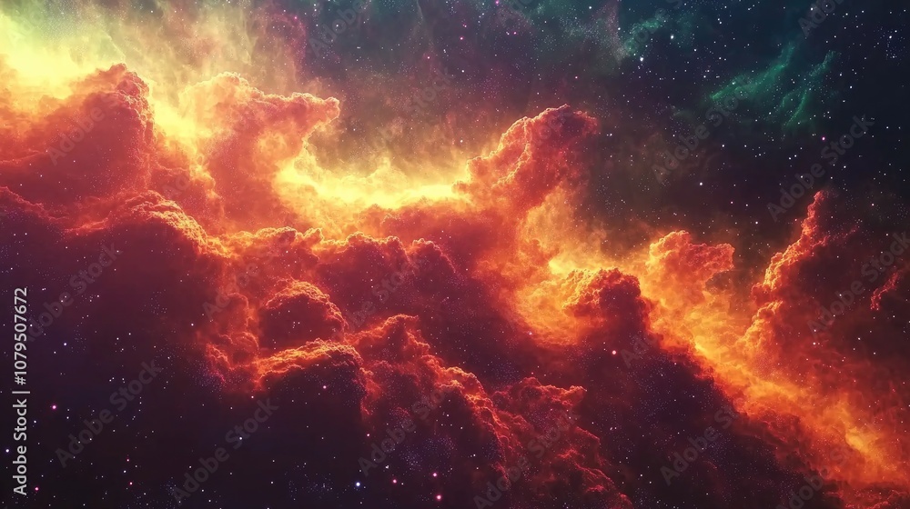 Leinwandbilder 3d illustration of a space nebula in a cartoon rendering style suitable for science research and edu