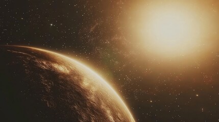 Obraz premium 3D rendering of a planet s stars and galaxy in open space presented as a cartoon